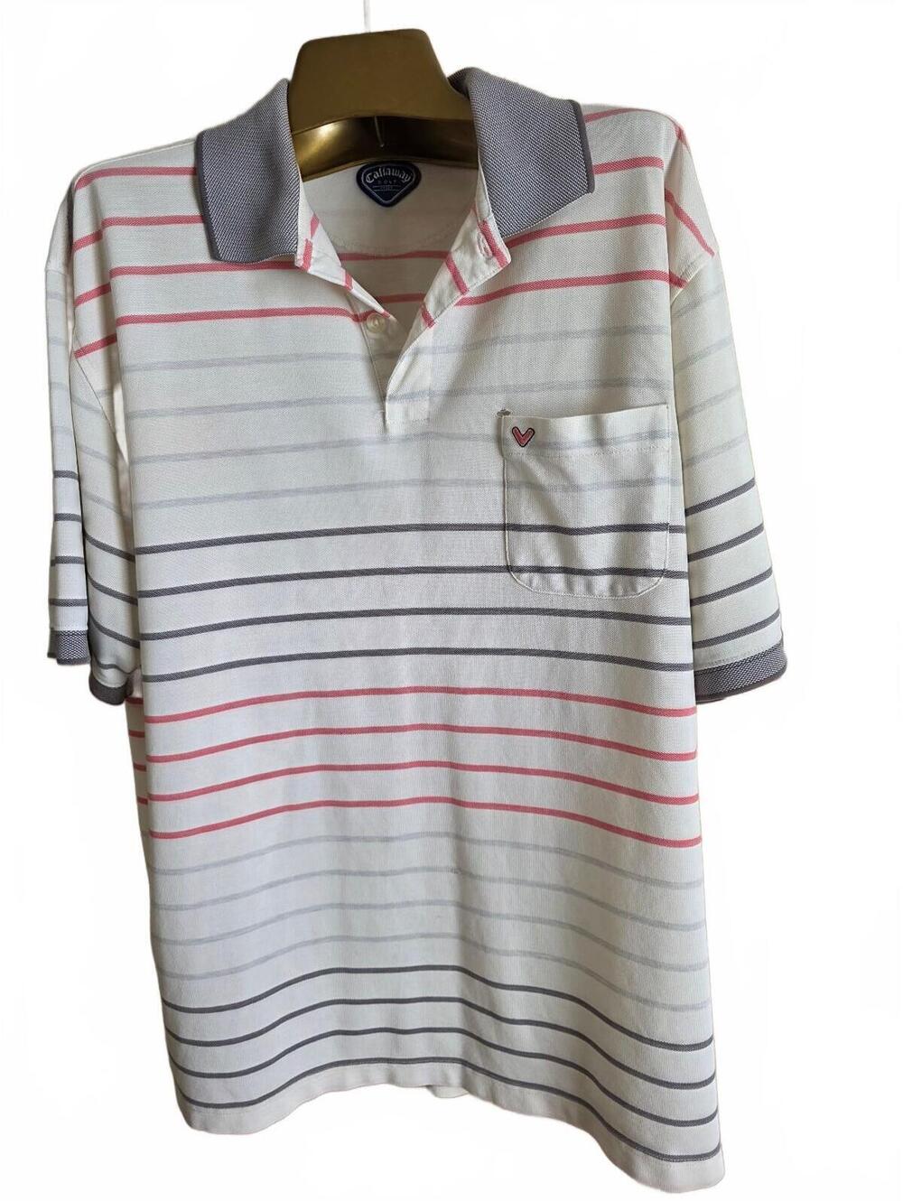 Callaway Golf Sport Striped Polo Shirt with Pocket Size Large